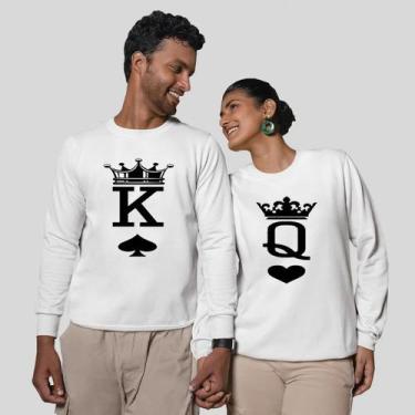 Imagem de Kit 2 Blusas Frio Moletom Careca Sem Capuz Casal Namorados Rei - MP Mo