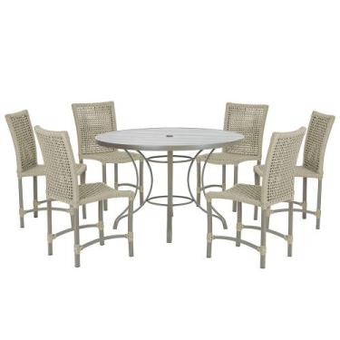 Imagem de Mesa Ascoli 120 Cm Com 6 Cadeiras Cannes de Alumínio, Pintura Fendi e 