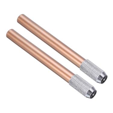 Imagem de PATIKIL Extensores de lápis, 2 peças de suporte de lápis de metal ajustável para lápis curtos, lápis de cor, mesa de escrita, escritório, laranja