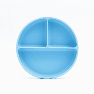 Imagem de Prato Refeição Infantil Silicone Divisórias E Ventosa Azul- Petit Piá