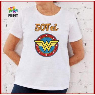 Imagem de Camiseta Adulto 50tei Mulher Maravilha Est. Vermelho Dourado - Anivers