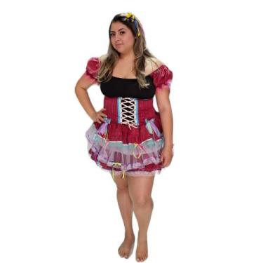 Imagem de Vestido Junino Caipira Babado Luxo Adulto - Jade Fashion, P, M, G, GG