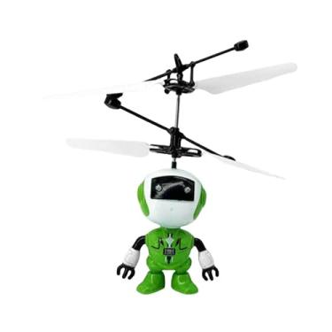 Imagem de Esquirla Robô voador, helicóptero de indução, drone, brinquedo, leve, criativo, controlado manualmente, para idades de 8 a 13 anos, presente de aniversário, Verde