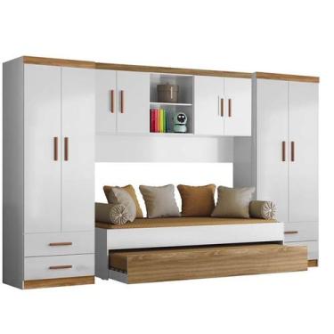 Imagem de Quarto Conjugado guarda roupa 4Pts, aéreo  e bicama Onix Peternella