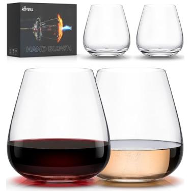 Imagem de OJA Conjunto de taças de vinho sem haste de 118 a 500 ml, taças de vinho branco vermelho cristal soprado à mão - Ideal para Natal e dias especiais, presentes de degustação de vinho para homens e
