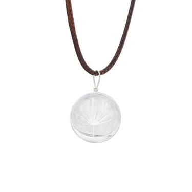 Imagem de Colar de dente-de-leão da Chooro, colar de bola de cristal incrustado com semente de dente-de-leão, colar com pingente de flor prensada seca, presente para amantes de flores