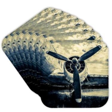 Imagem de 3dRose Resumos da hélice de aviação de uma antiga foto estilizada, conjunto de 8 porta-copos macios