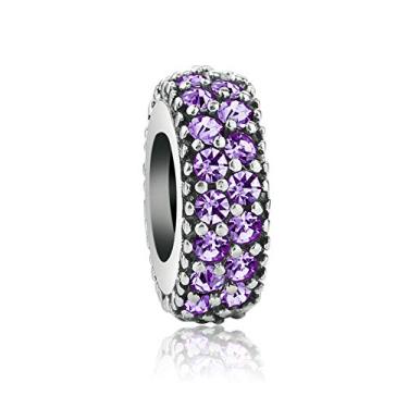 Imagem de QeenseKc Pingente espaçador com 12 pedras do mês de nascimento, para pulseira Pandöra, Metal Strass Cristal, Cristal sintético