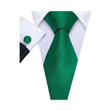 Imagem de Conjunto de Gravata e Abutões Masculinos - Verde Menta, Cerceta, Oliva