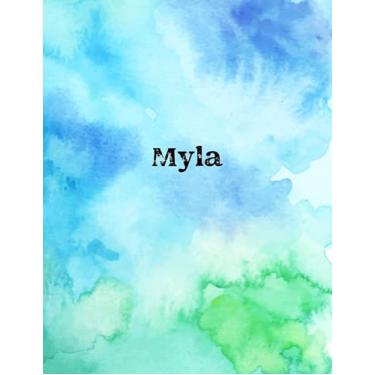 Imagem de Myla: Cover Style Water Color - Personalized Name Notebook | Wide Ruled Paper Notebook Journal |Birthday Gift Notebook | For Teens Kids Students Girls| For Home School College | 8.5x11 inch 160 pages