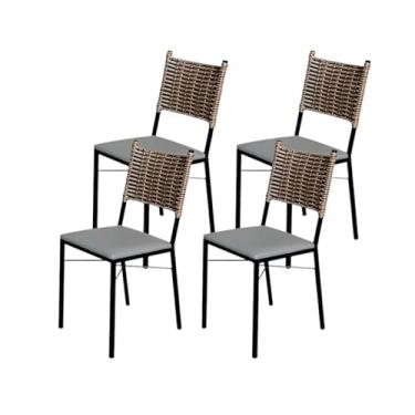 Imagem de Kit 4 Cadeiras Para Cozinha Preta Ratan Cappuccino Elegance (Cinza Claro)