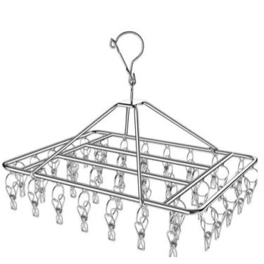 Imagem de Varal De 40 Clips Inox Prendedores Pratico E Retrátil Cabide Para Roupas Intimas Para Pequenas