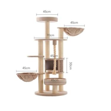 Imagem de Casa de parede de madeira com arranhador para gatos grandes, auxiliares de escalada e treinamento, brinquedo de vila, produtos para animais de estimação, acessórios para casa(F)