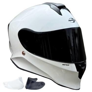 Imagem de Capacete de Moto Masculino Feminino Fechado Mormaii Original Branco Brilho Com Viseira Fumê + Transparente (58)
