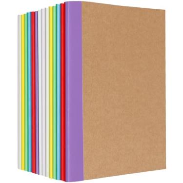 Imagem de CACASO Pacote com 24 cadernos de composição a granel, cadernos A5 Kraft, diários com lombadas arco-íris, caderno de composição pautado largo, diários de viagem para escritório e casa, 60 páginas, 21 x