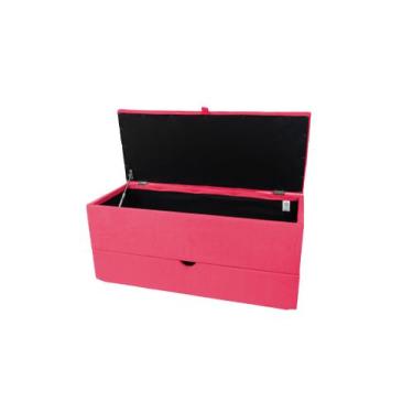 Imagem de Recamier puff baú sapateira e gaveta 90 cm para cama de solteiro- rosa
