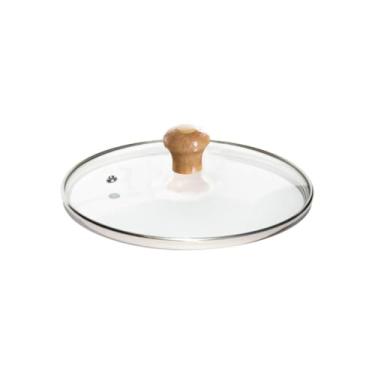 Imagem de Tampa De Vidro Temperado Panela Frigideira N24 Puxador de Madeira