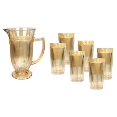 Imagem de Conjunto Com Jarra E 6 Copos Em Vidro Lila - Ambar - Hauskraft