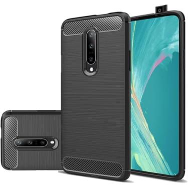 Imagem de GTBDEKI Capa para OnePlus 7 Pro, GM1910, de fibra de carbono, à prova de choque, fina, de silicone resistente, capa traseira de TPU macio para OnePlus 7 Pro, preta