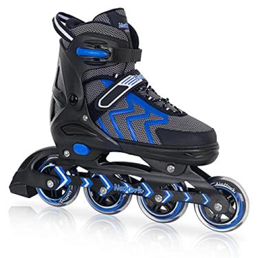 Imagem de Nattork Patins em linha ajustáveis para crianças e adultos com roda iluminada, patins iluminadores externos e internos para meninas e meninos, iniciantes