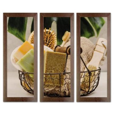 Imagem de Kit Quadros Decorativos Banheiro Lavabo Flores Sabonete spa pedras vel