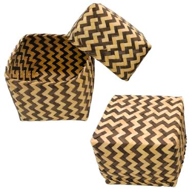 Imagem de Cesta de arroz pegajosa, recipiente de arroz de bambu, Kratip Zig Zig Tigela de arroz pegajosa de 9,5 cm, cesta de servir artesanal da Tailândia, cor de bambu original, Kratib tailandês do Laos (Zig