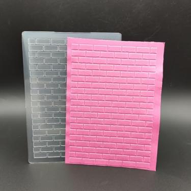 Imagem de Pasta de plástico em relevo, tamanho A6, Natal, tijolos, papel de parede, artesanato, impressões texturizadas de plástico para fazer cartões, scrapbooking