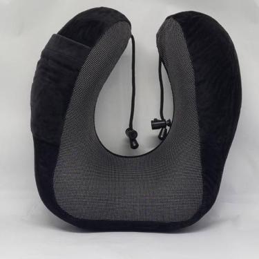 Imagem de Almofada de Pescoço para Viagem Macio Toque Aveludado - Yaay, Preto