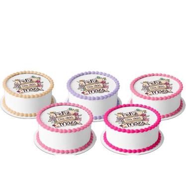 Imagem de 5 Papel Arroz para mini bolo bento cake  10 Cm Redondo festa comemoraç