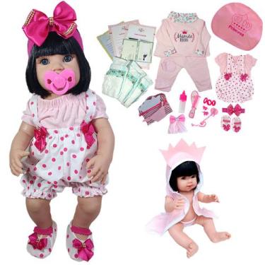 Imagem de Boneca Bebê Reborn Pode Dar Banho Enxoval + Troca extra - Mamãe Reborn