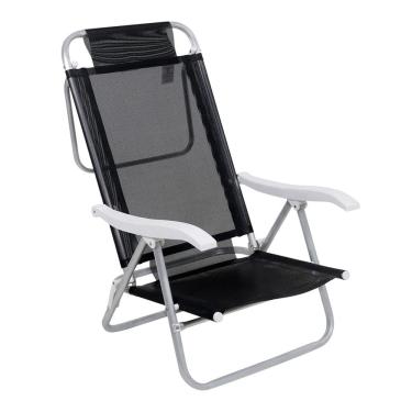 Imagem de Cadeira Reclinável Sunny 6 Posições Em Alumíno Para Praia Piscina Camping Preta - 06300...