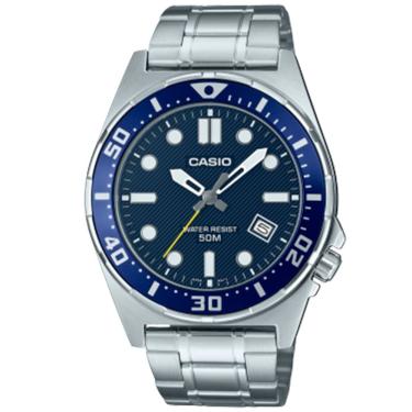 Imagem de Relógio CASIO masculino analógico prata azul MTD-135D-2AVDF