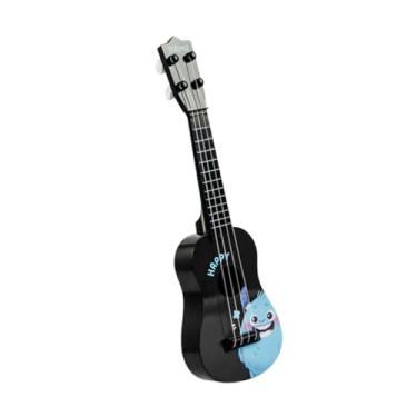 Imagem de YIJU Kids ukulele brinquedo infantil infantil brinquedo leve, melhorando habilidades auditivas, instrumento musical 4 guitarra de cordas para presente pré , Preto
