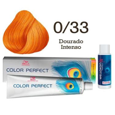 Imagem de Coloração Color Perfect 0/33 Dourado Intenso + Oxidante Welloxon 20 Vo