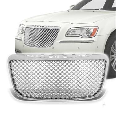 Imagem de Máscara de grade do para-choque dianteiro Grade do radiador compatível com 300C 2011-2014 Grades de corrida Acessórios externos para carros(Style 1 chrome)