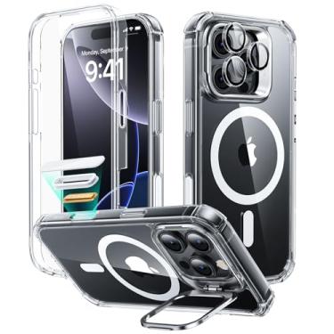 Imagem de ESR Capa para iPhone 16 Pro, capa à prova de choque de corpo inteiro MagSafe, proteção de nível militar, capa com suporte Shock Armor (HaloLock), Transparente