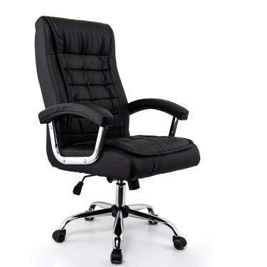 Imagem de Cadeira de Escritório Presidente Fox Base Cromada com Rodinha Molas Ensacadas Preta - UT-C351