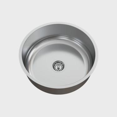 Imagem de Cuba para Cozinha Redonda Pia Inox 37x37x14cm Polida com Válvula GhelPlus