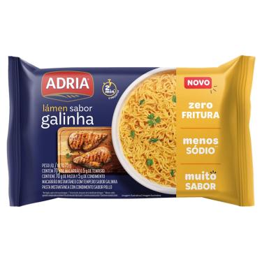 Imagem de LAMEN GALINHA ZERO FRITURA 75G ADRIA