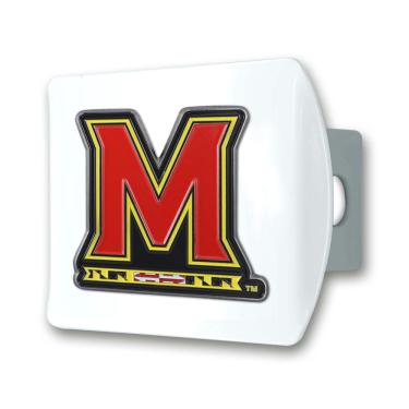 Imagem de Capa de engate fanmats University of Maryland com logotipo 3D - branca