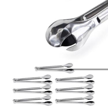Imagem de Kit 7 Pegadores Multiuso Aço Inox 29cm Salada Pão Carne Restaurante Bu