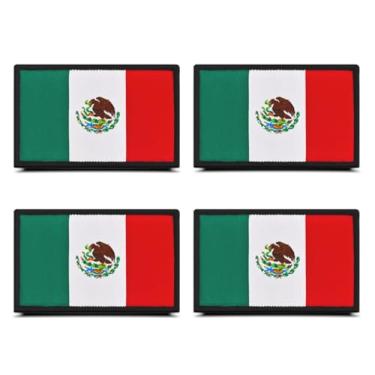 Imagem de 4 peças Bandeira do México Remendo Tático Mexicano Gancho e Laço Fixador Bordado Uniforme Emblema Remendos para Mochilas, Chapéus, Jaquetas, Roupas e Mais