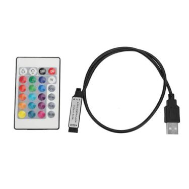 Imagem de RGB LED Light Strip, 24 Key Mini USB Remote Controller para Luzes Decorativas, Lavadoras de Parede, 5V Com Controle Infravermelho (Comprimento da linha 0,5 metros)