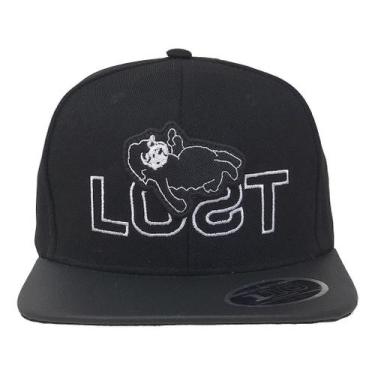 Imagem de Boné Lost Aba Reta Branco Com Regulagem De Fitão - alfashop, Preto, UN