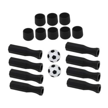 Imagem de oshhni Alças de pebolim, bonés finais para o jogo de futebol de mesa, manutenção de reparo preto padrão fácil de instalar 18pcs com 2 bolas