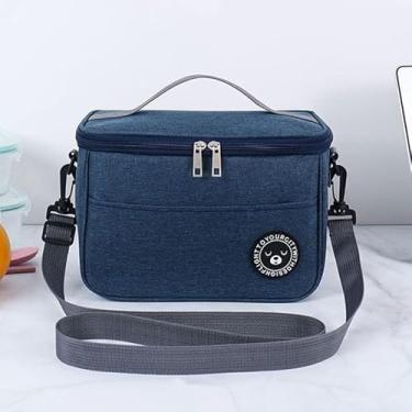 Imagem de Bolsa Térmica para Marmita, Lancheira com Alça Ajustável Para Ombro, Lanches Academia Trabalho Fitness Escola Passeio Portátil Masculina Feminina Infantil (Azul)