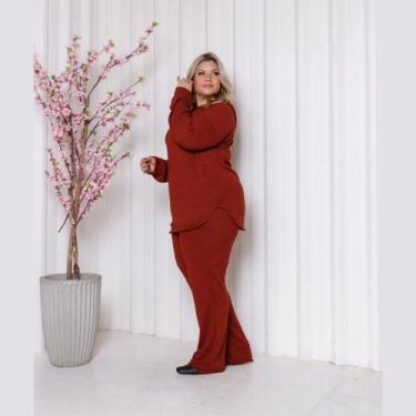 Imagem de Conjunto Lanzinha Pantalona Calça Reta e Blusa Com Capuz Plus Size - R
