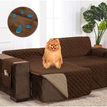 Imagem de Manta Protetor Sofá Retrátil 2,40m Dupla Face Impermeável Caqui e Taba