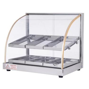 Imagem de Estufa Vitrine Elétrica Curva Duplo Quente 6 Bandejas Inox Tita, 220