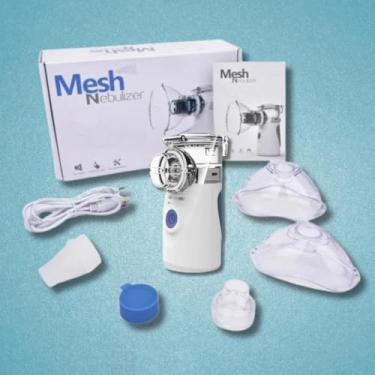 Imagem de Nebulizador Mesh Portátil, Ultrassônico, 8ml, com Máscaras Adulto e Infantil, Recarregável, Branco